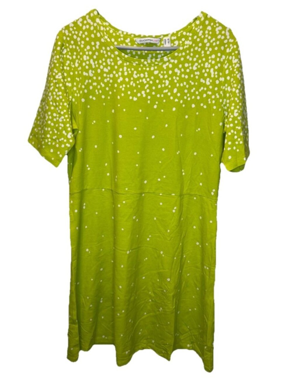 Isaac Mizrahi Live Engineered Green White Fit Flare Knit Dress M NEW Retro Fun